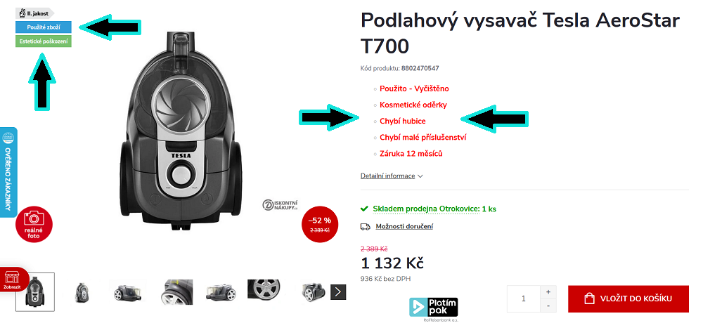 II.jakost použité zboží